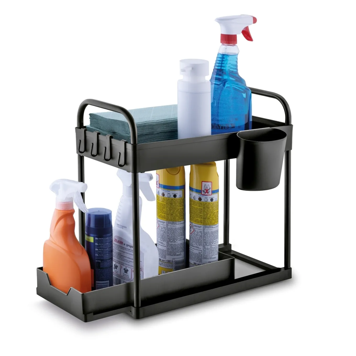 Regał uniwersalny organizer Tadar 2 poziomy 40 x 39,5 x 22 cm czarny