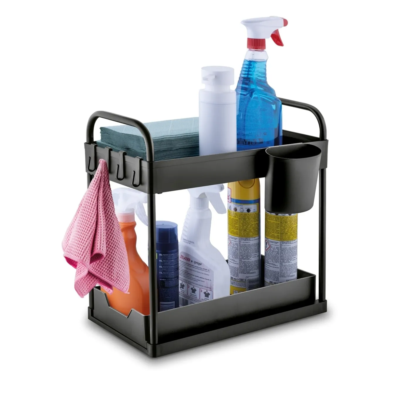Regał uniwersalny organizer Tadar 2 poziomy 40 x 39,5 x 22 cm czarny