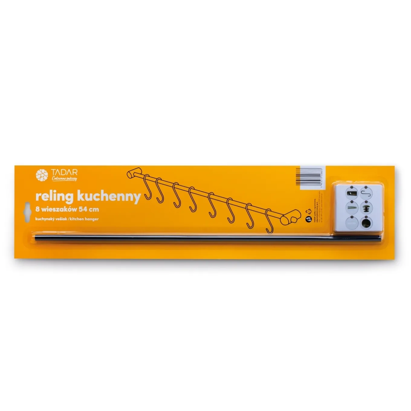 Reling kuchenny z 8 wieszakami Tadar 54 cm czarny