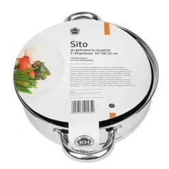 Sitko do gotowania na parze trzystopniowe KonigHoffer 16 cm 18 cm 20 cm