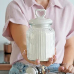 Słoik ozdobny z pokrywką ceramiczną Tadar Serce 1000 ml okrągły