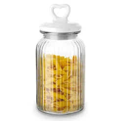 Słoik ozdobny z pokrywką ceramiczną Tadar Serce 1300 ml okrągły