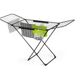 Suszarka balkonowa Konighoffer Vera Black 180 x 55 x 102 cm czarna i koszyk na klamerki