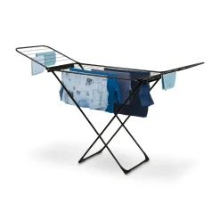 Suszarka balkonowa Konighoffer Vera Black 180 x 55 x 102 cm czarna i koszyk na klamerki