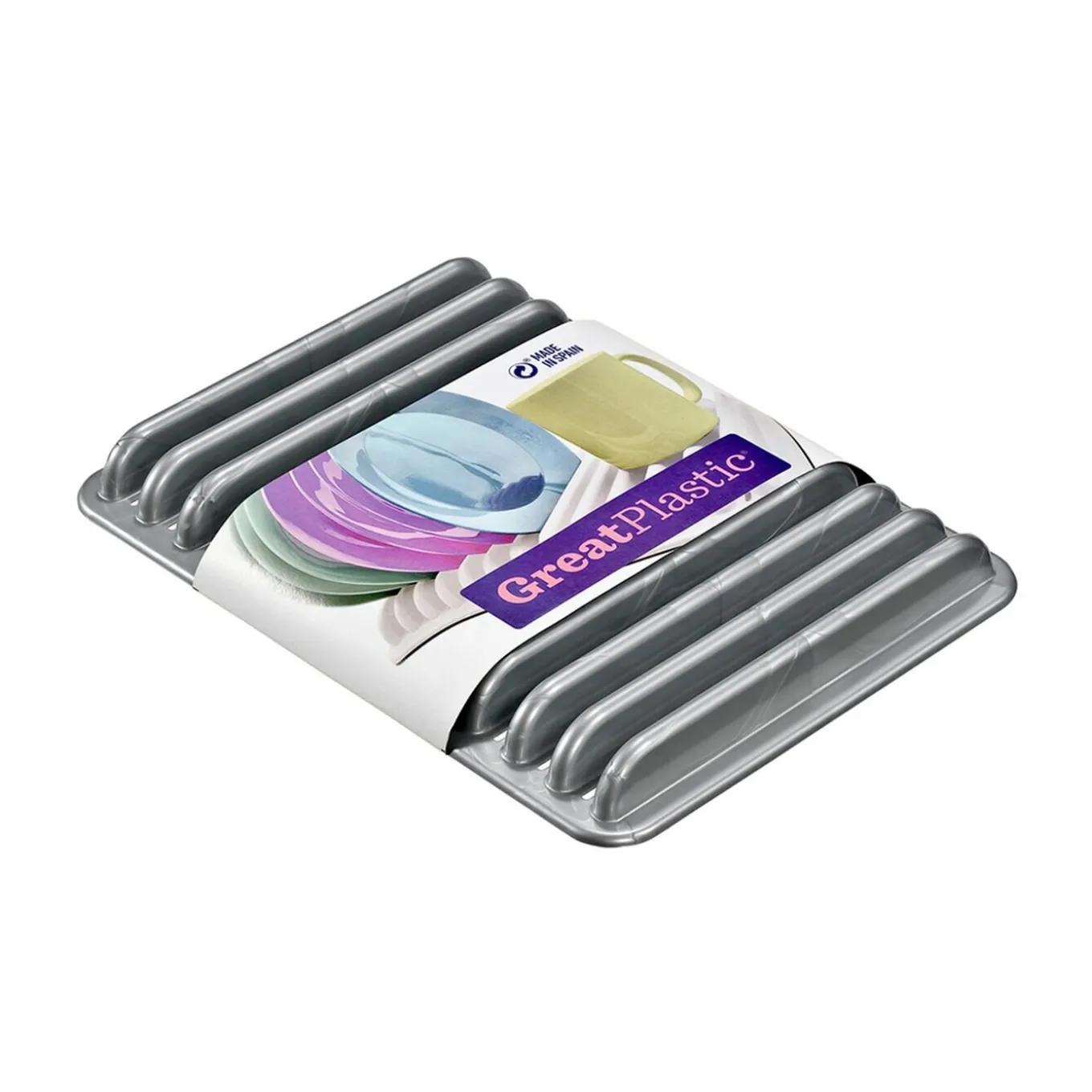 Suszarka do naczyń Great Plastic Flat 35,5 x 26,7 cm srebrna