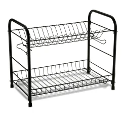 Suszarka do naczyń z 2 tacami i ociekaczem + uchwyt na deskę Tadar Nova 53 x 33 x 24 cm czarna
