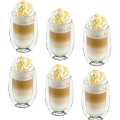 Szklanki termiczne do kawy Tadar Sublime 300 ml 6 szt. i spieniacz do mleka