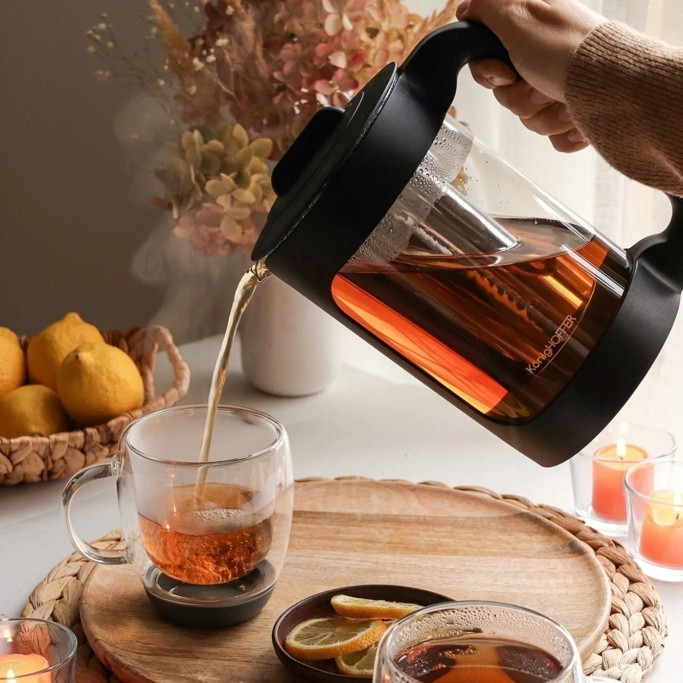 Szklanki termiczne do kawy z silikonowym dnem Konighoffer Garet 330 ml 6 szt. czarne