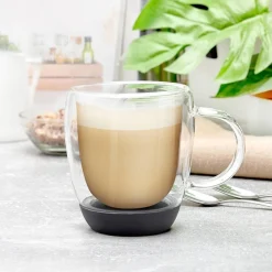 Szklanki termiczne do kawy z silikonowym dnem Konighoffer Garet 330 ml 6 szt. czarne