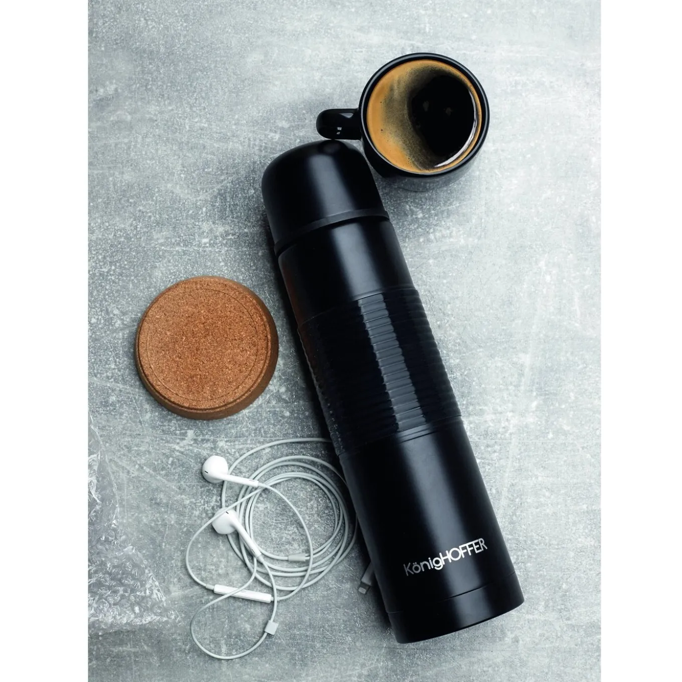 Termos nierdzewny do kawy i herbaty Konighoffer Alpha 0,75 l czarny