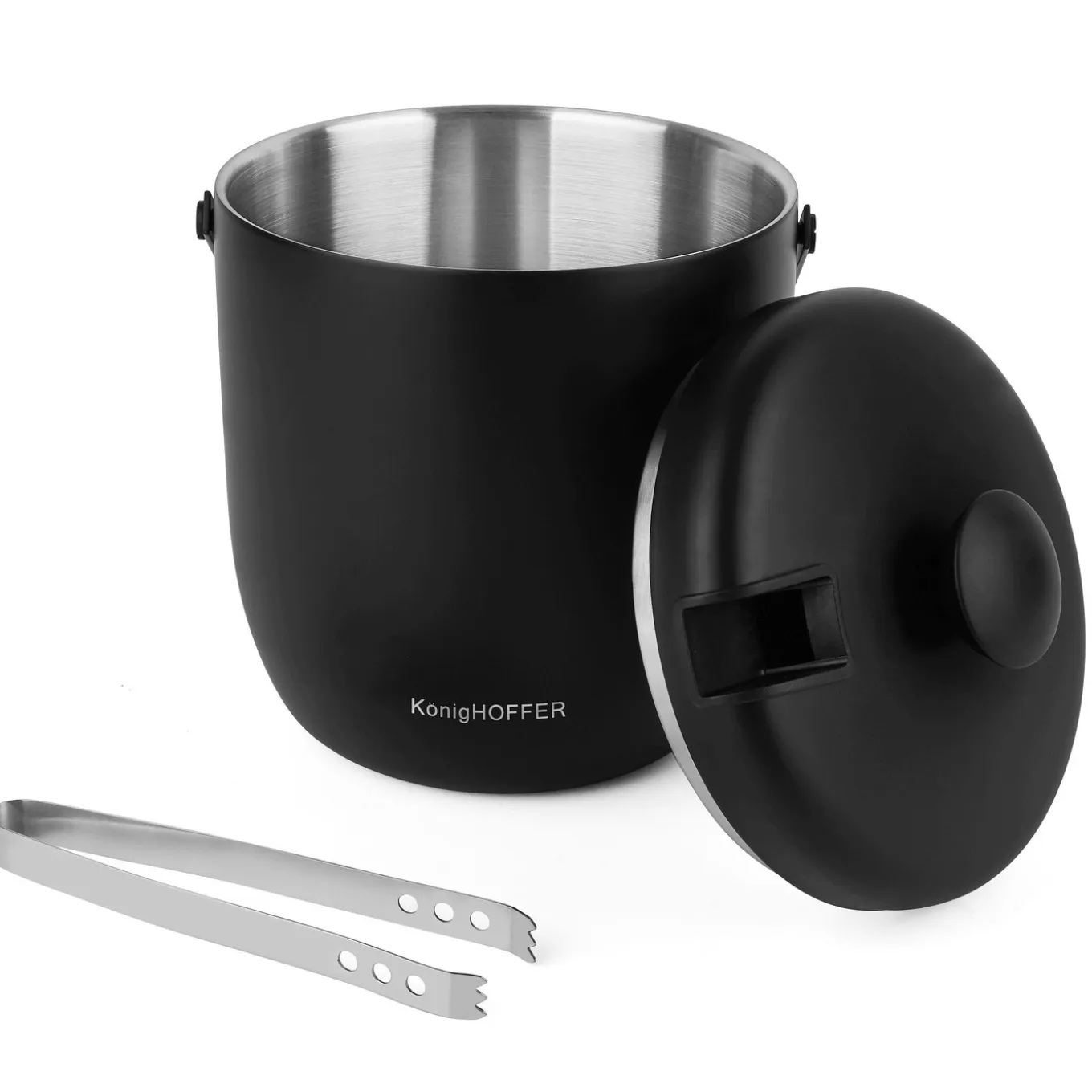 Wiaderko do lodu ze szczypcami Konighoffer Oris 2,8 l czarne