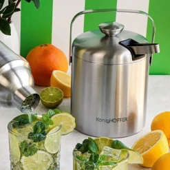 Wiaderko do lodu ze szczypcami KonigHOFFER Lugo 1,3 l srebrne satyna