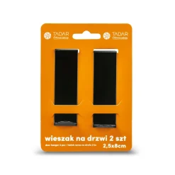 Wieszak na drzwi metalowy Tadar 8 x 2,5 cm czarny 2 sztuki