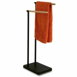 Wieszak na 2 ręczniki stojący Tadar Wood 37 x 20,5 x 79,5 cm czarny