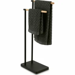 Wieszak na 2 ręczniki stojący Tadar Wood 37 x 20,5 x 79,5 cm czarny