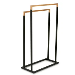 Wieszak na 2 ręczniki stojący Tadar Wood 45 x 21,5 x 76 cm czarny