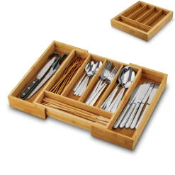 Wkład do szuflady na sztućce regulowany bambusowy Tadar 28,5-45 x 32 x 5 cm