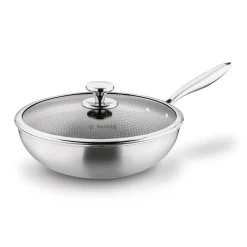 Wok nierdzewny Starke Pro Linesta Steel 30 x 9 cm z pokrywką