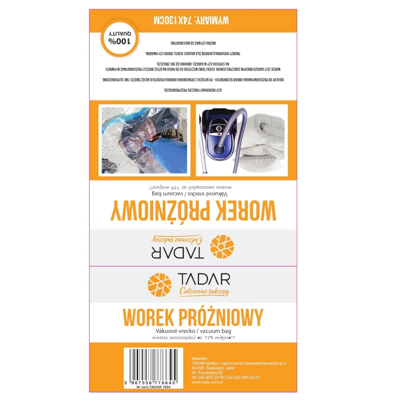 Worek próżniowy na ubrania Tadar 74 x 130 cm
