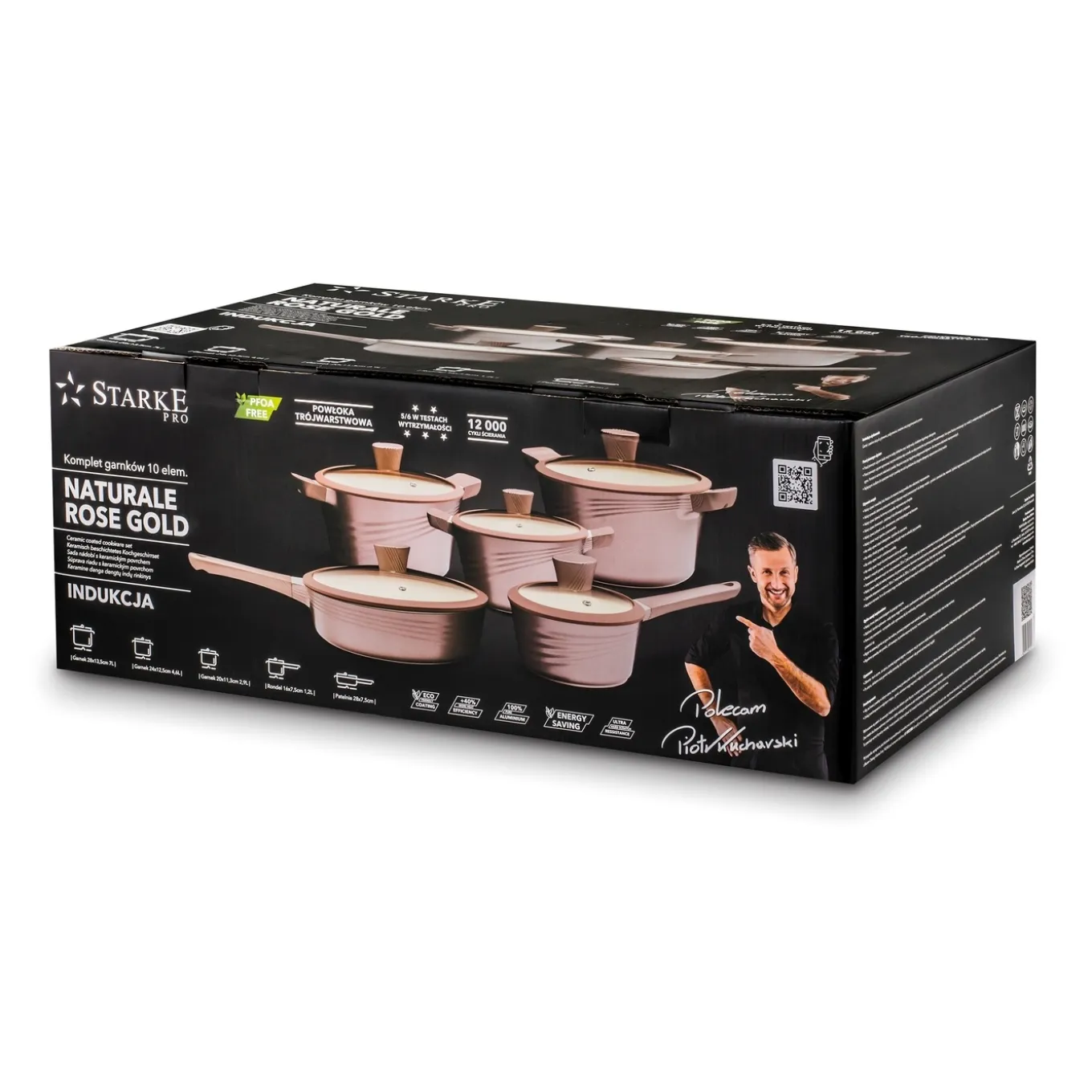 Zestaw garnków ceramicznych na indukcję Starke Pro Naturale Rose Gold 10 elementów