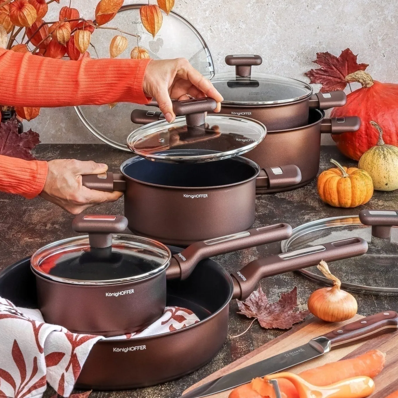 Zestaw garnków ceramicznych na indukcję Konighoffer Reno 10 elementów