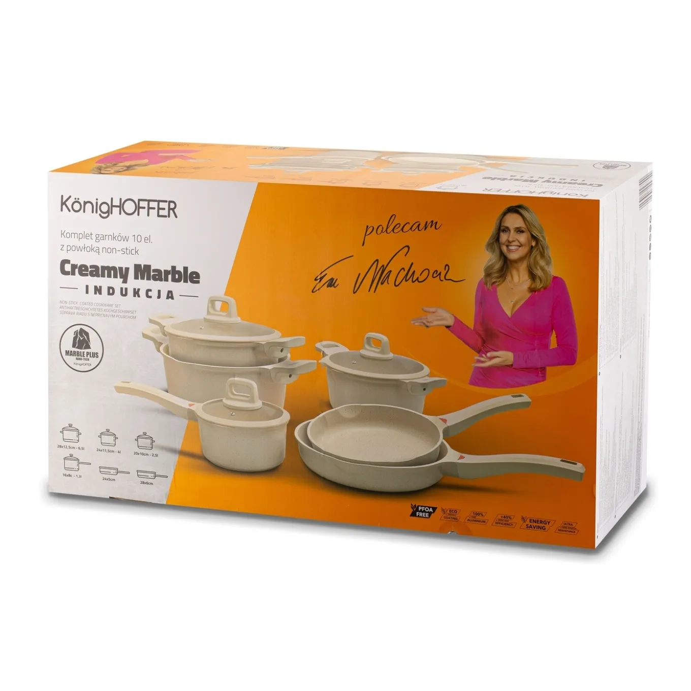 Zestaw garnków indukcyjnych Konighoffer Creamy Marble 10 elementów