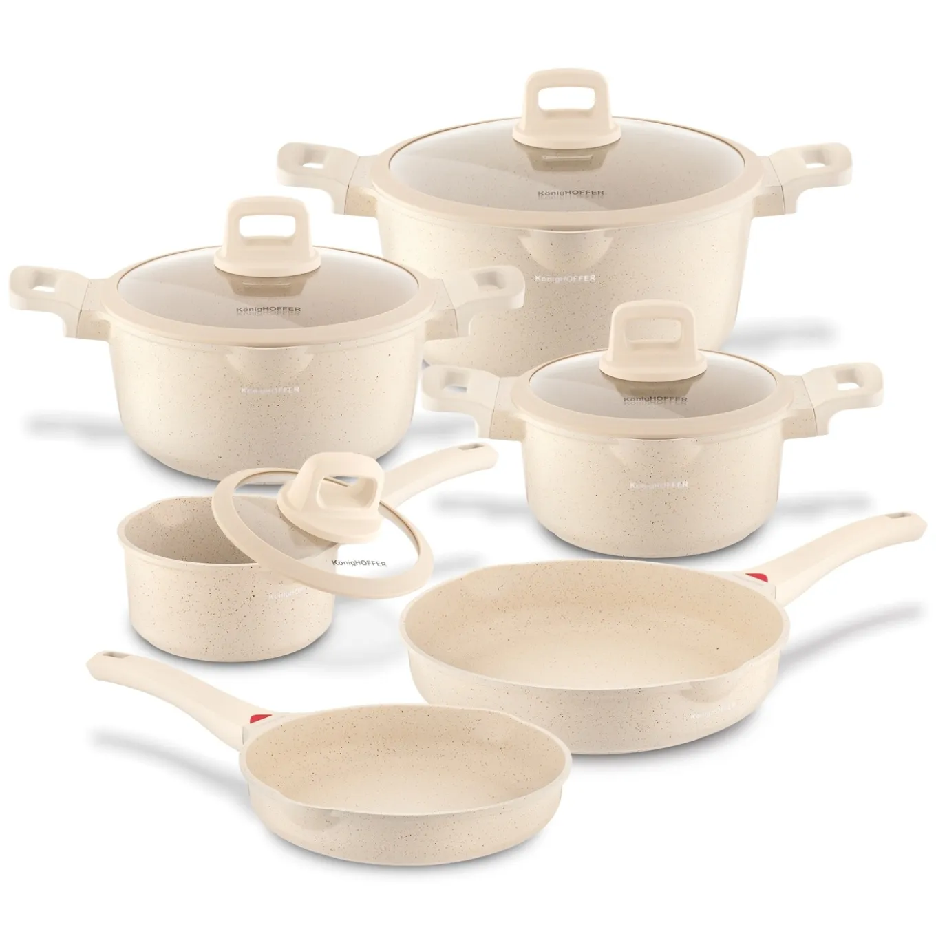 Zestaw garnków indukcyjnych Konighoffer Creamy Marble 10 elementów