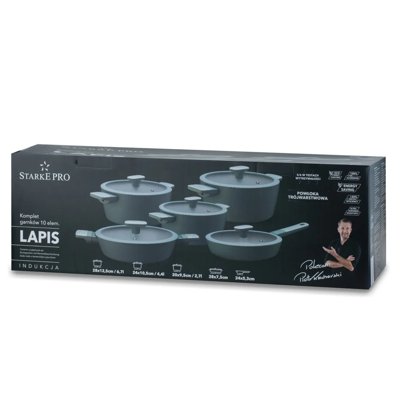 Zestaw garnków i patelni ceramicznych Starke Pro Lapis 10 elementów