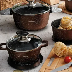 Zestaw garnków Konighoffer Pollo Brown 8 elementów 2 nakładki i 2 podkładki
