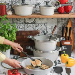 Zestaw garnków na indukcję marmurowych Starke Pro Musse Grey 10 elementów