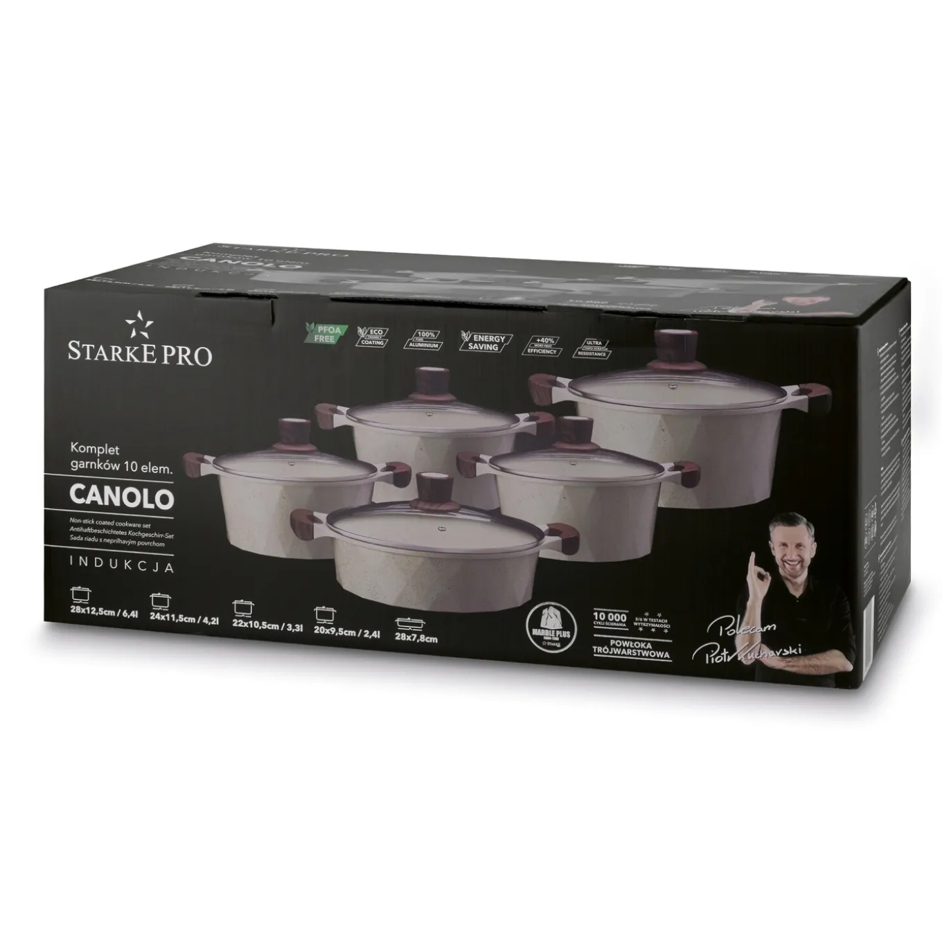 Zestaw garnków na indukcję non-stick Starke Pro Canolo 10 elementów