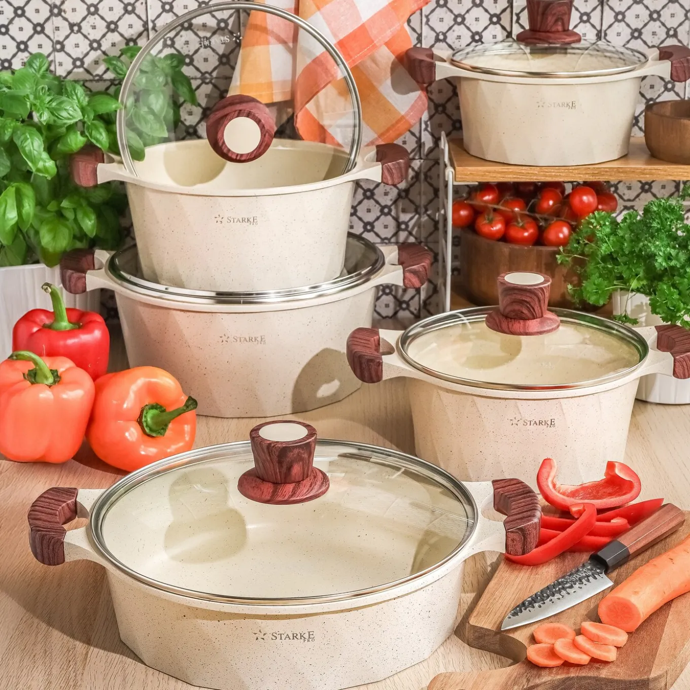 Zestaw garnków na indukcję non-stick Starke Pro Canolo 10 elementów