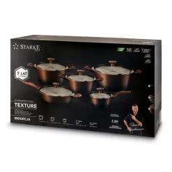 Zestaw garnków na indukcję Starke Pro Texture Copper 10 elementów
