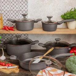 Zestaw garnków na indukcję Starke Pro Texture Grey 10 elementów