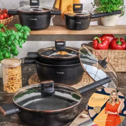 Zestaw garnków na indukcję Starke Pro Starlet Black 10 elementów