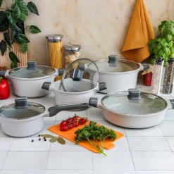 Zestaw garnków na indukcję Starke Pro Stoneware Marble 10 elementów