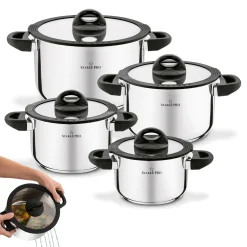 Zestaw garnków nierdzewnych z pokrywkami Starke Pro Sante 8 elementów
