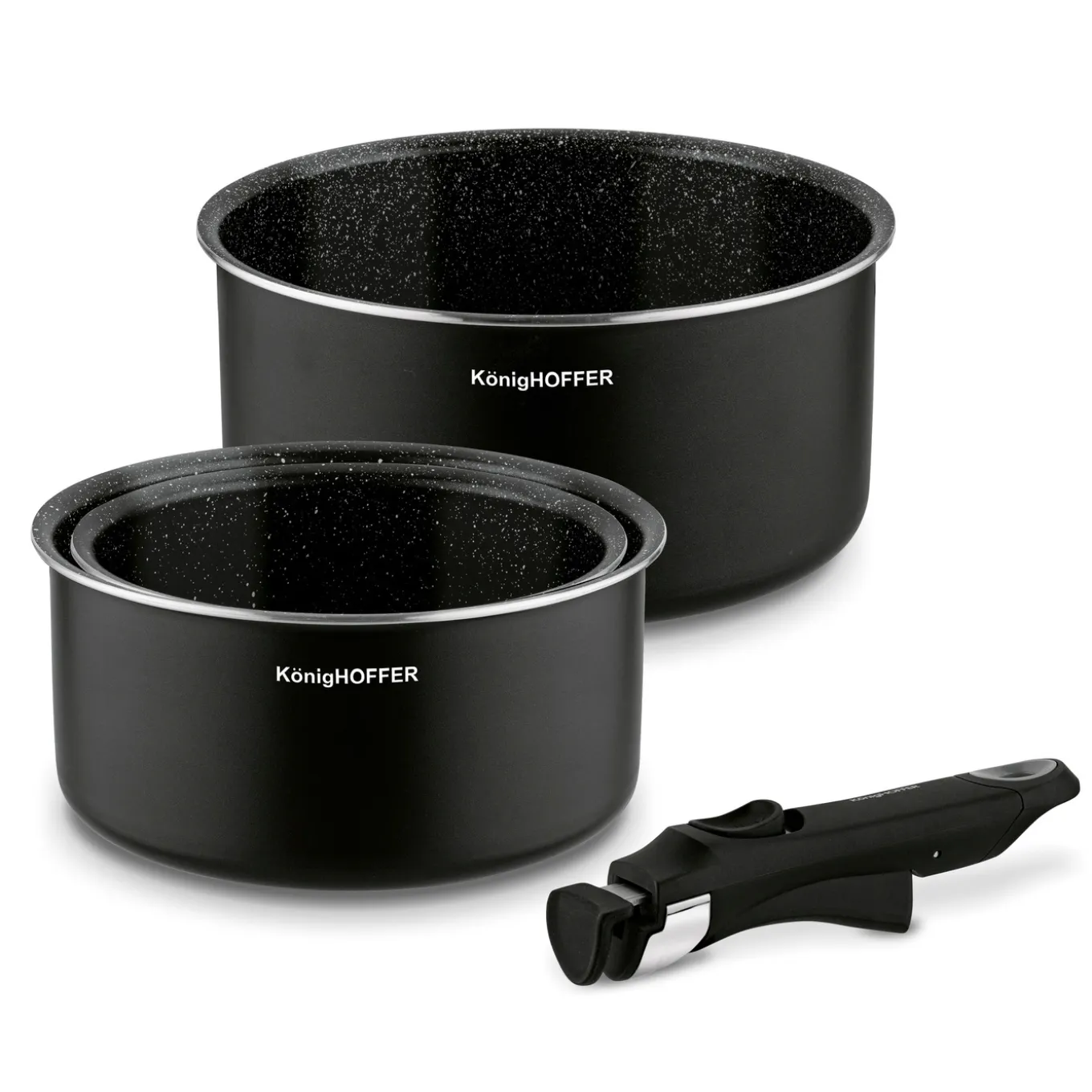 Zestaw garnków z odpinaną rączką Konighoffer Spinel Black 4 elementy indukcja