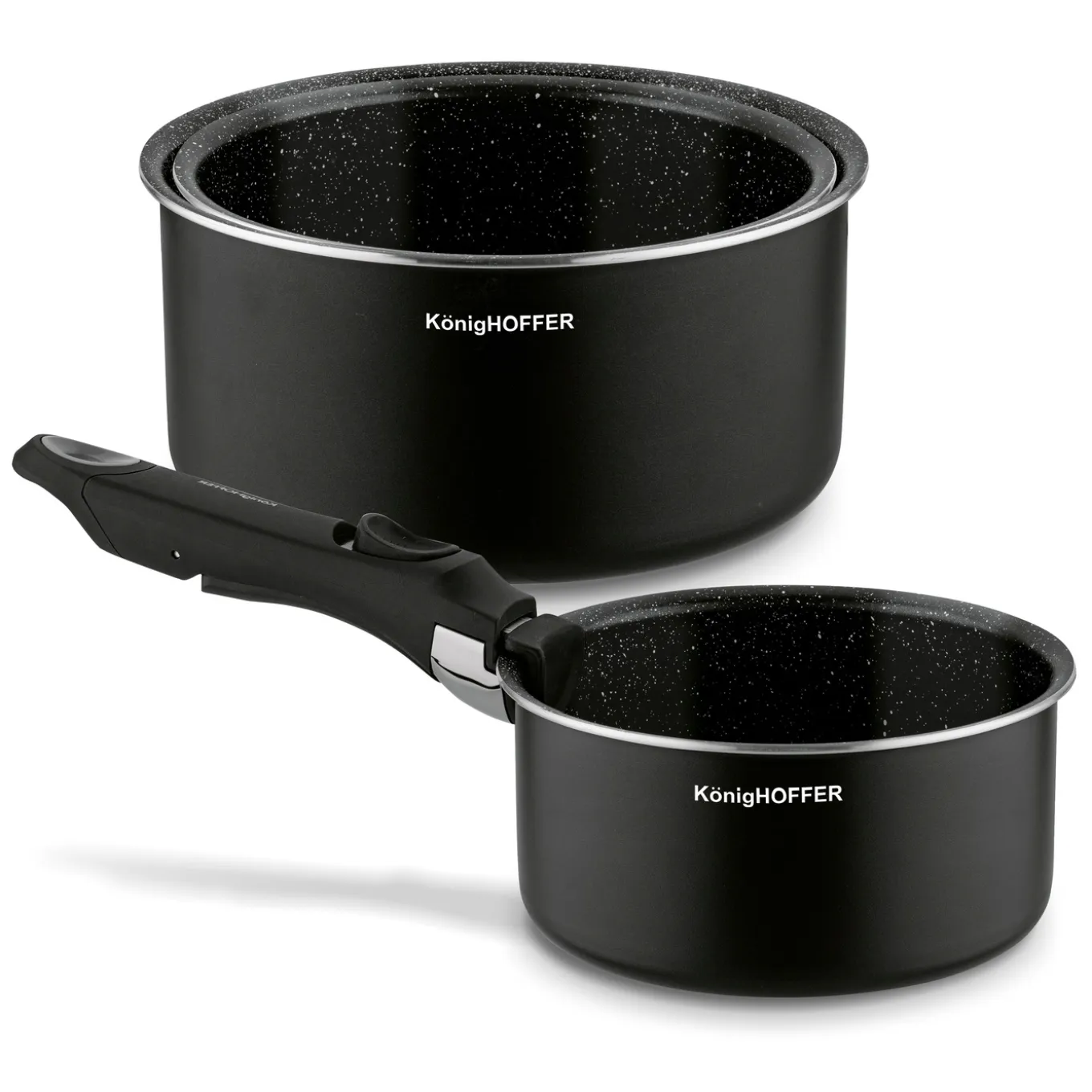 Zestaw garnków z odpinaną rączką Konighoffer Spinel Black 4 elementy indukcja