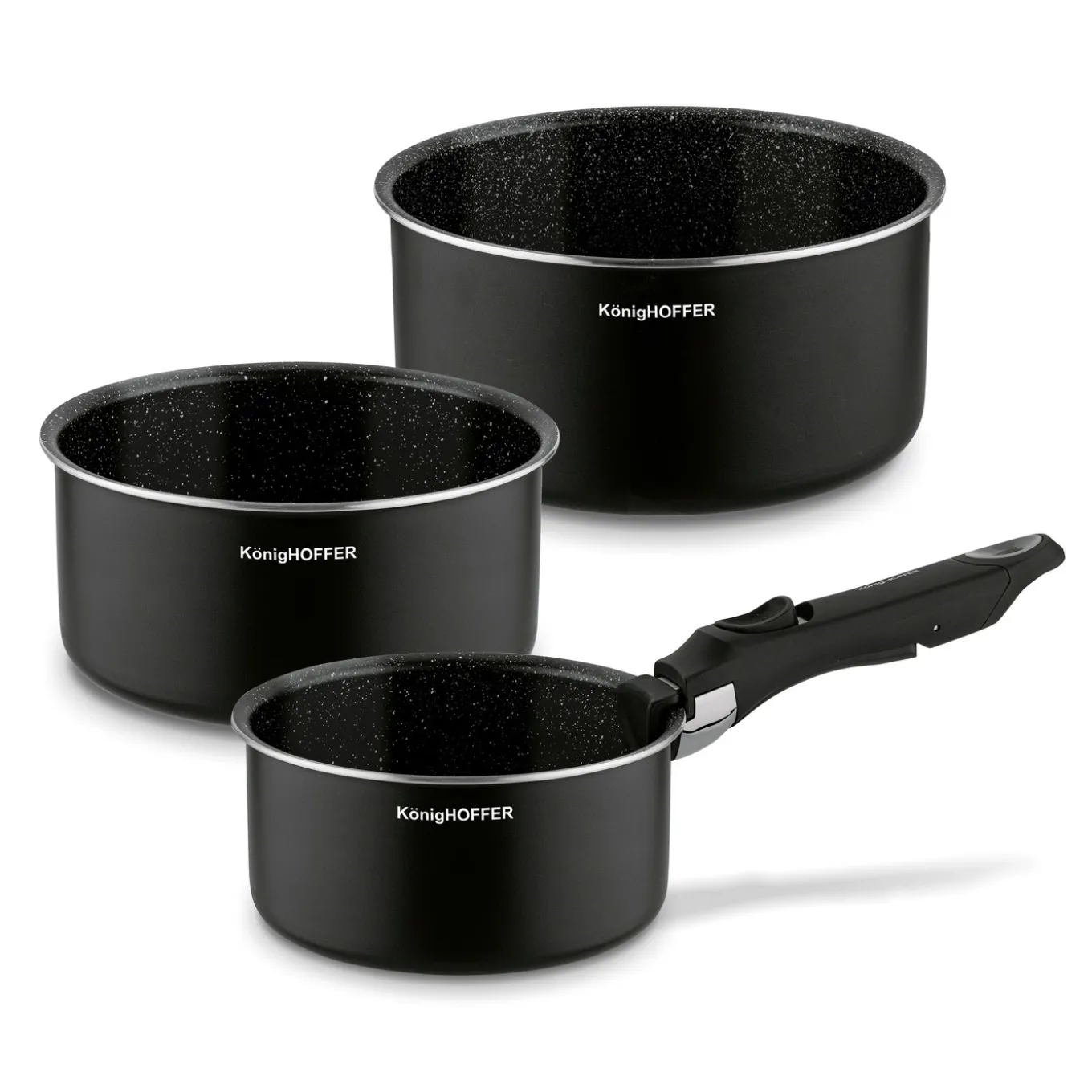 Zestaw garnków z odpinaną rączką Konighoffer Spinel Black 4 elementy indukcja