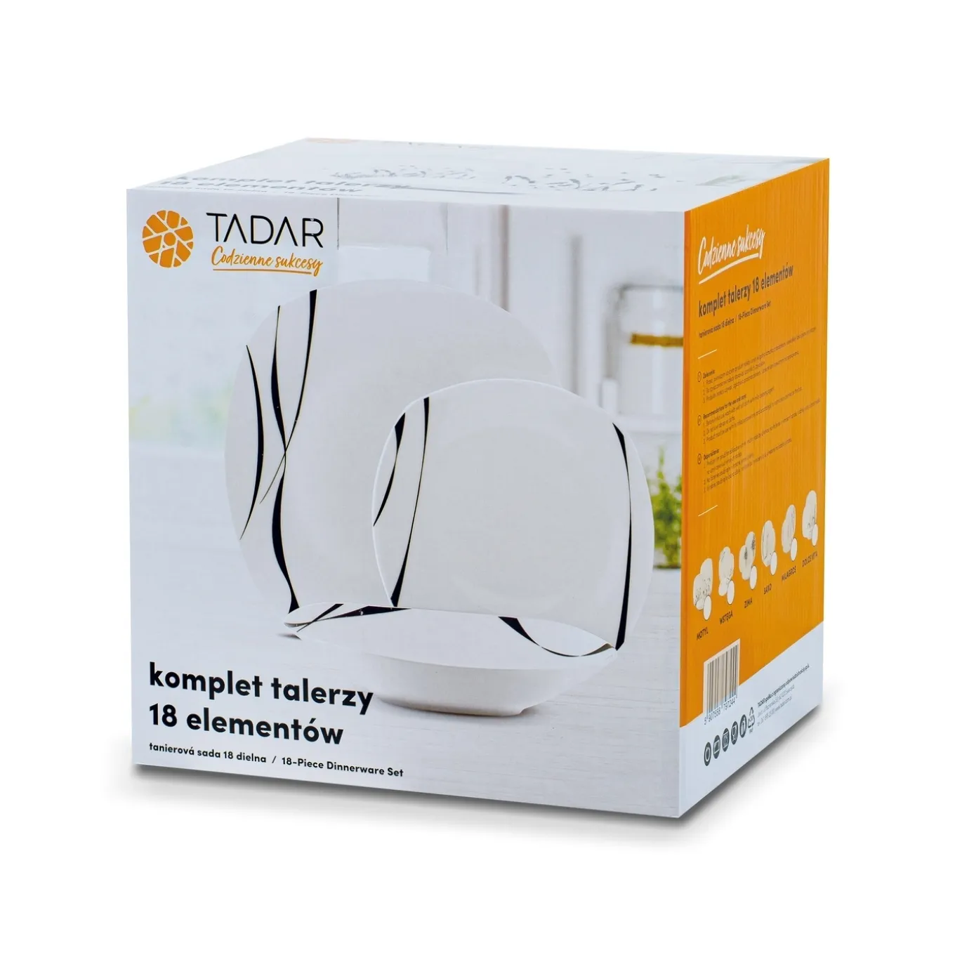 Zestaw kwadratowych talerzy porcelanowych Tadar Saxo 18 elementów