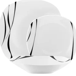Zestaw kwadratowych talerzy porcelanowych Tadar Saxo 18 elementów