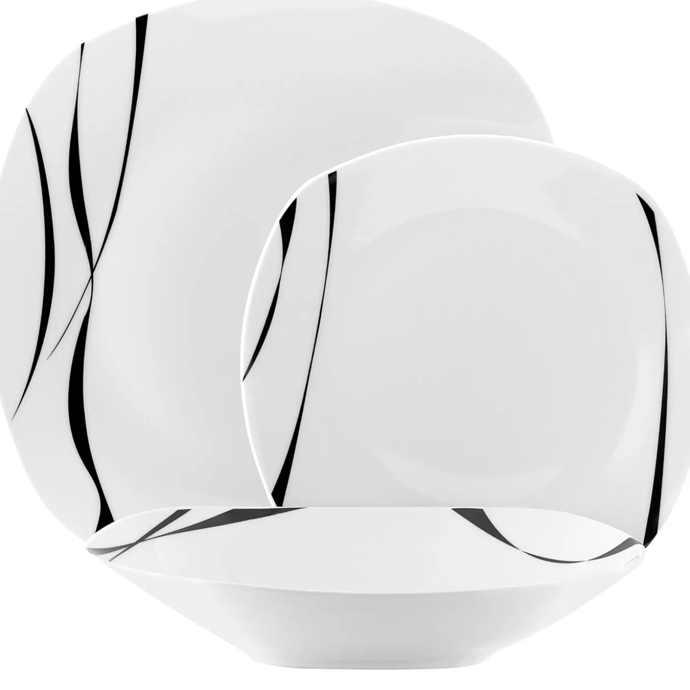 Zestaw kwadratowych talerzy porcelanowych Tadar Saxo 18 elementów