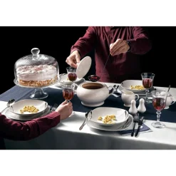 Zestaw kwadratowych talerzy porcelanowych Tadar Saxo 18 elementów