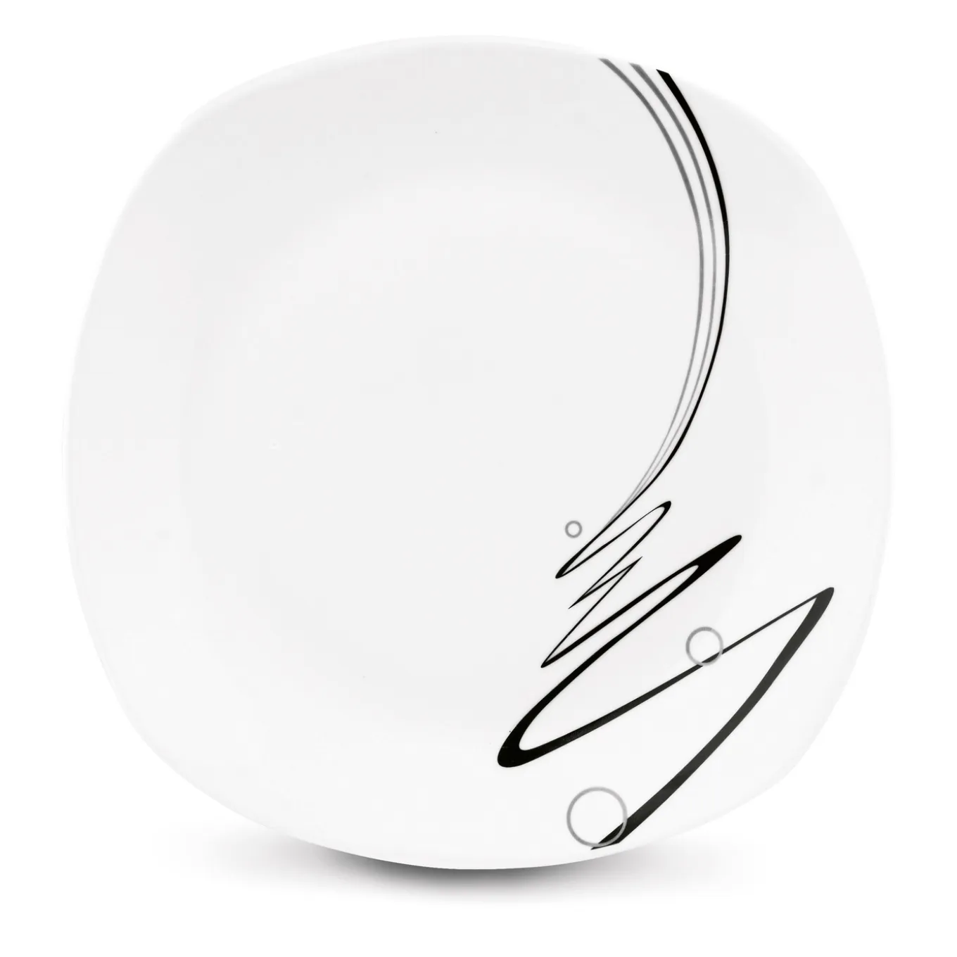 Zestaw kwadratowych talerzy porcelanowych Tadar Wstęga 18 elementów
