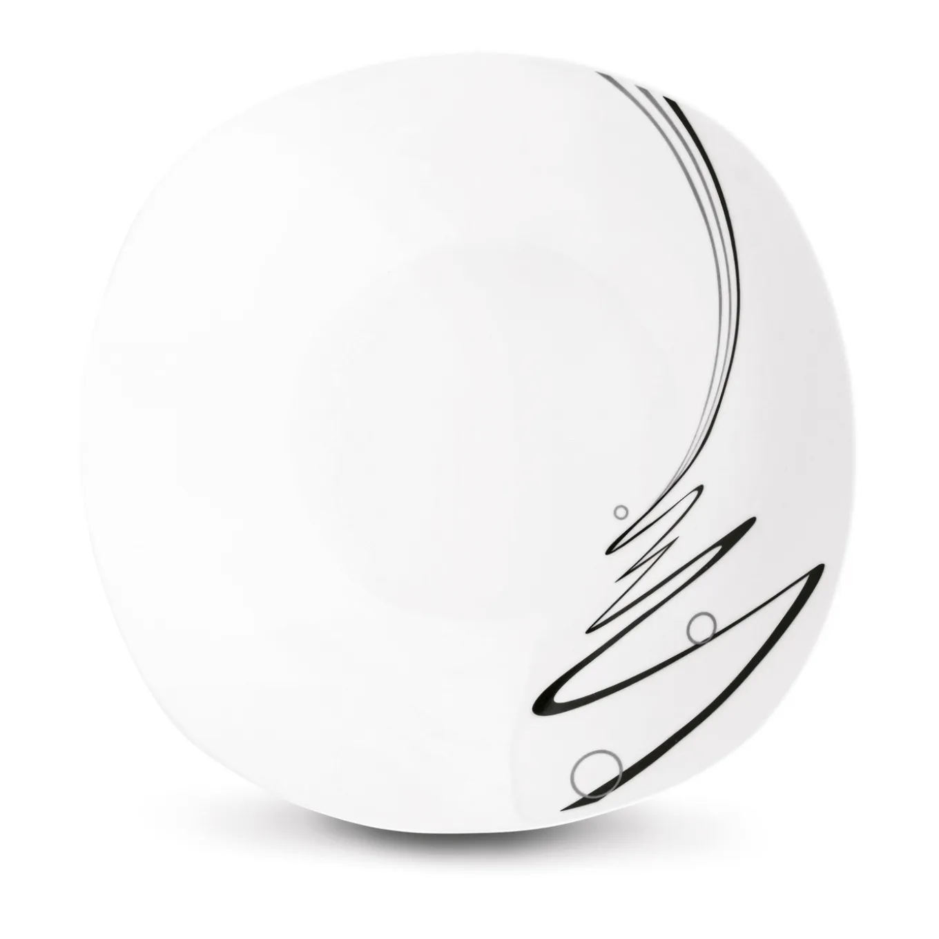 Zestaw kwadratowych talerzy porcelanowych Tadar Wstęga 18 elementów