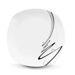Zestaw kwadratowych talerzy porcelanowych Tadar Wstęga 18 elementów