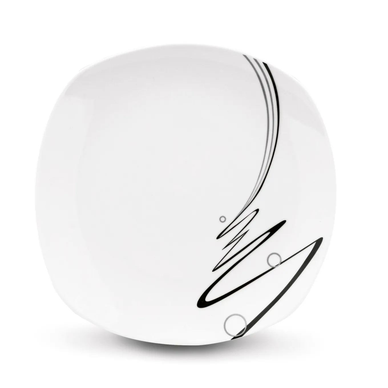 Zestaw kwadratowych talerzy porcelanowych Tadar Wstęga 18 elementów
