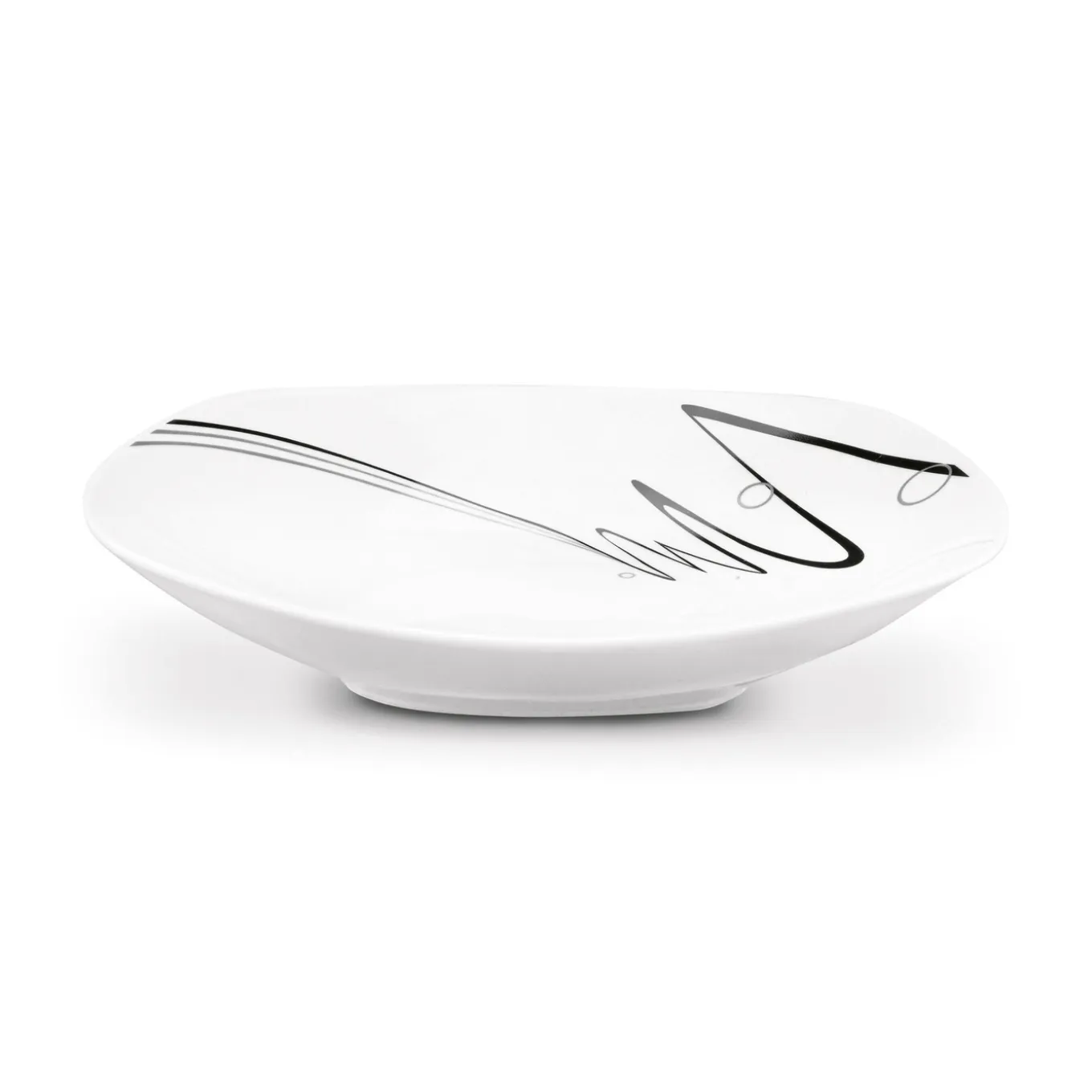 Zestaw kwadratowych talerzy porcelanowych Tadar Wstęga 18 elementów