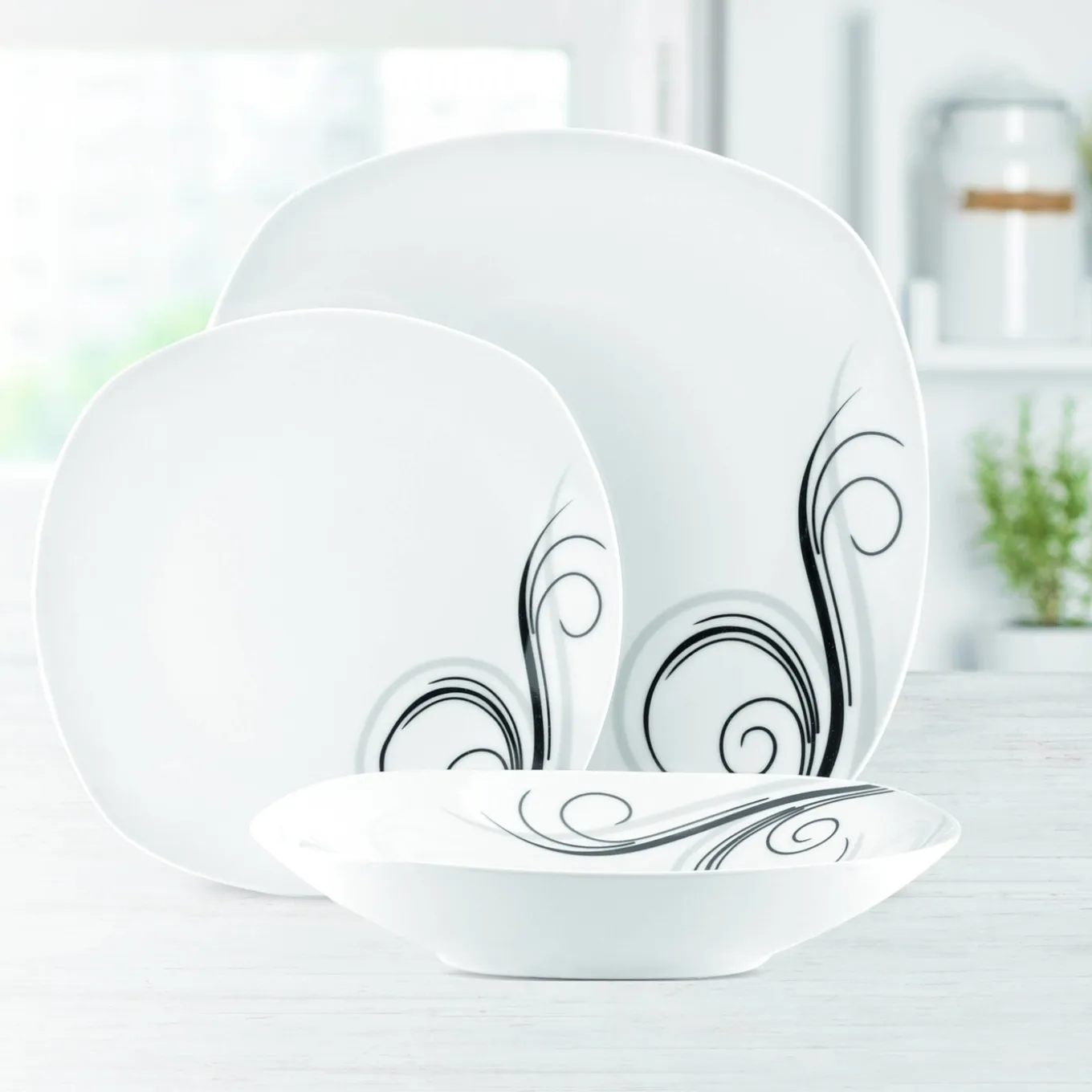 Zestaw kwadratowych talerzy porcelanowych Tadar Dolce Vita 18 elementów